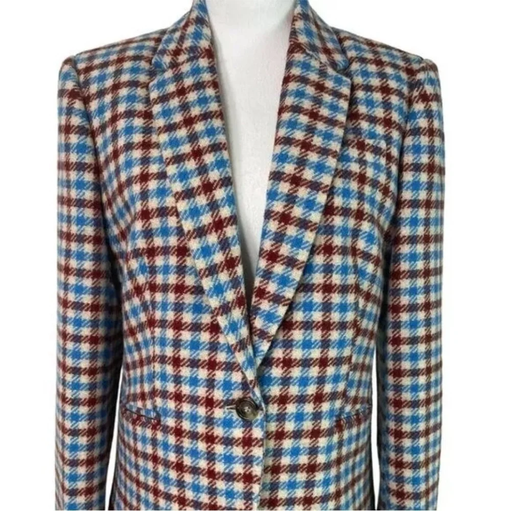 J.Crew plaid elbow patch Campbell blazer plaid houndstooth RARE - Picture 8 of 10
